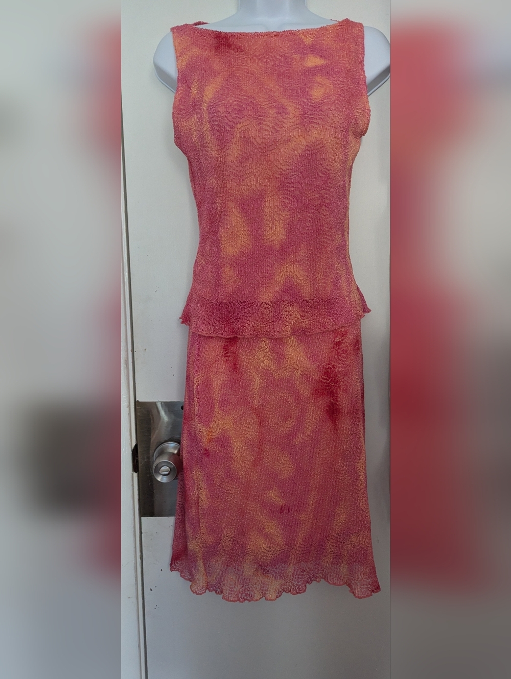Pink and Orange Knit Top and Skirt Set Size Small Juniors